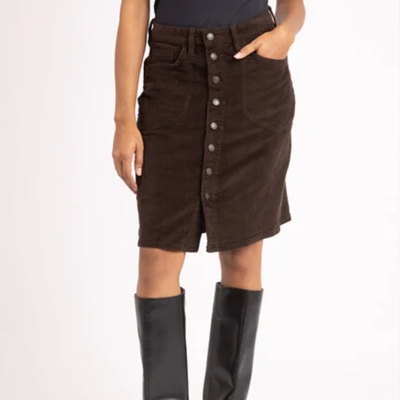 Bootlegger Sz 6Brown Button-Front Skirt - Picture 2 of 6